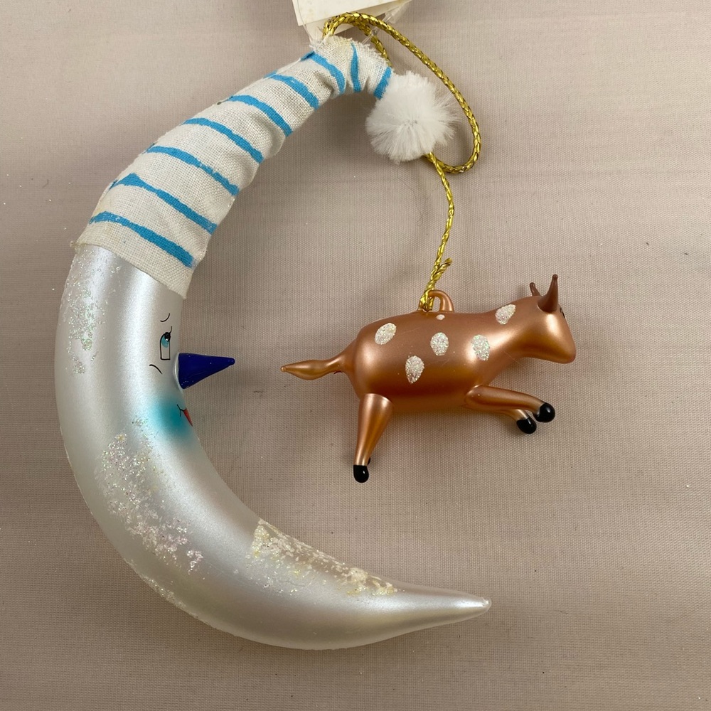 Radko JUMPIN JERSEY ornament 1997 Cow Over Moon